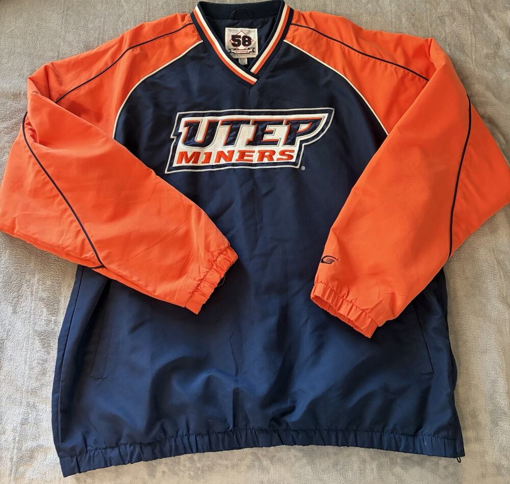 58 Sports University of Texas in El Paso UTEP ‘Miners’ Pullover Jacket Mens XL